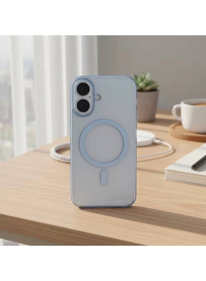 Magsafe Luxury Matte Case for iPhone 17, Slim Magnetic Shockproof Cover | Sky Blue